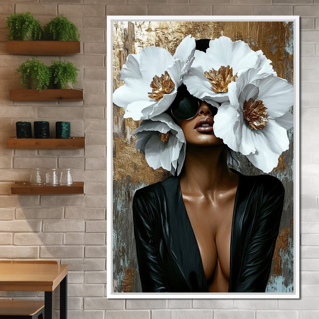 Golden Elegance Floral Expression Canvas Wall Art