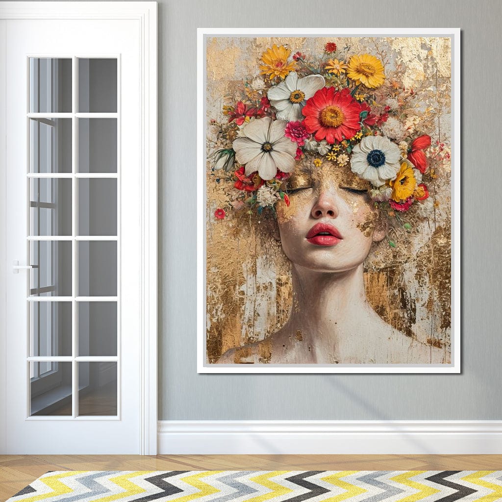 Golden Petal Dreams Canvas Wall Art