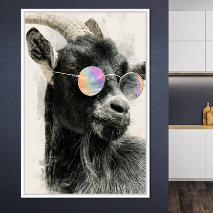 Stray Goat With A Painted Perspective Canvas Wall Art
