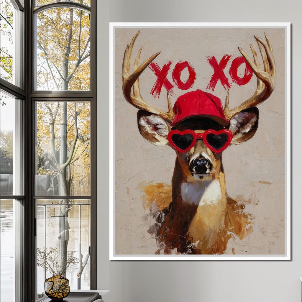 XOXO Deer Love Shades Portrait Canvas Wall Art