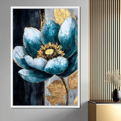 Radiant Petals Golden Harmony Canvas Wall Art