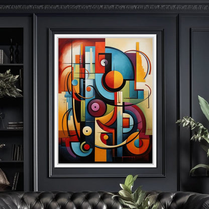 Mosaic of Colorful Cubism Canvas Wall Art