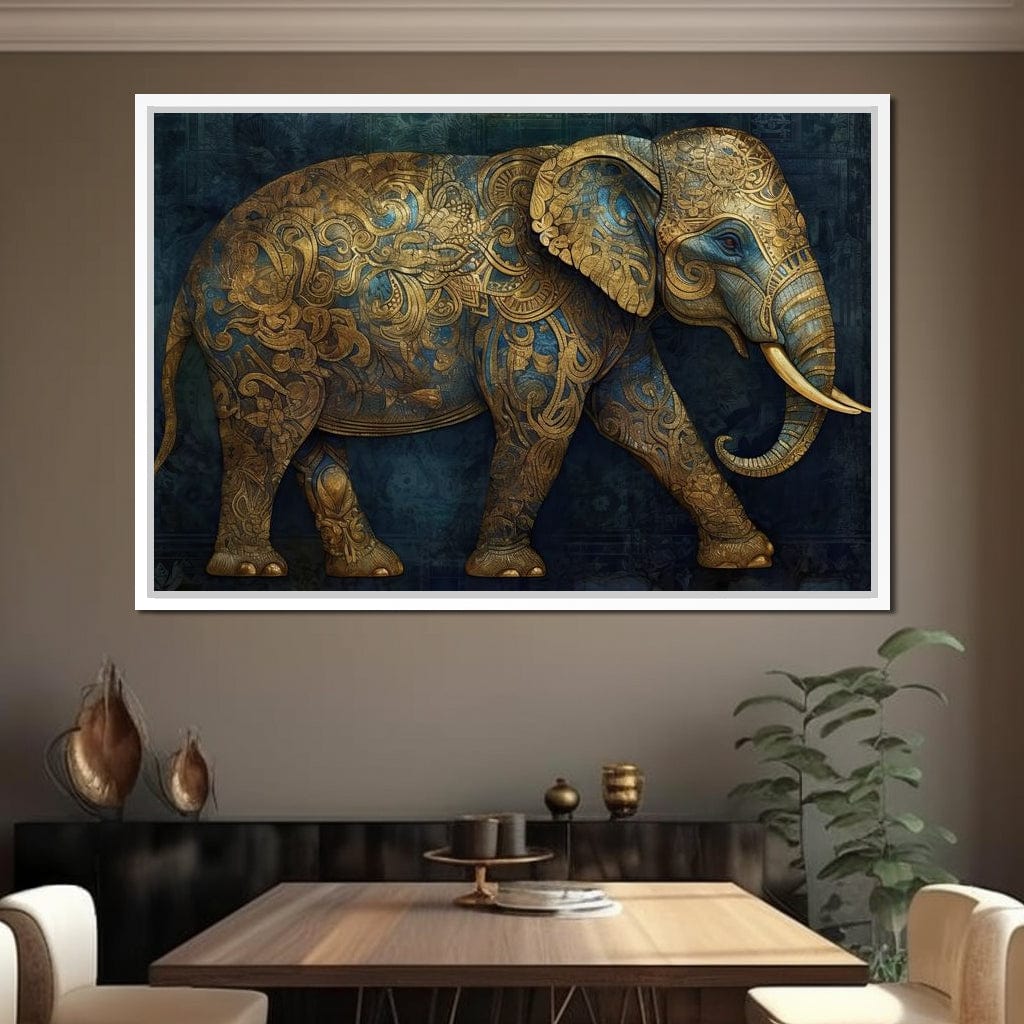 Gilded Grey Elephant Canvas Wall Art