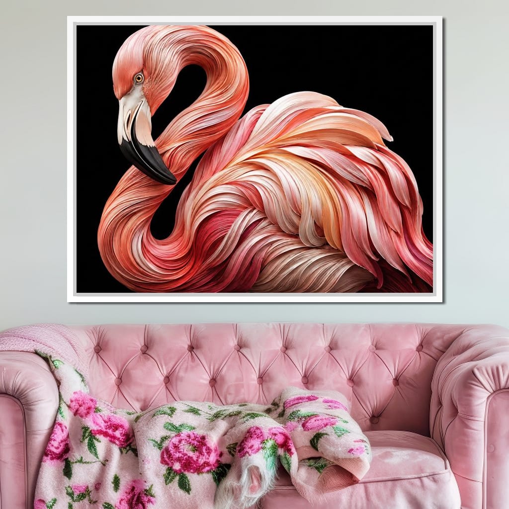 Silk Strand Flamingo Curve Canvas Wall Art