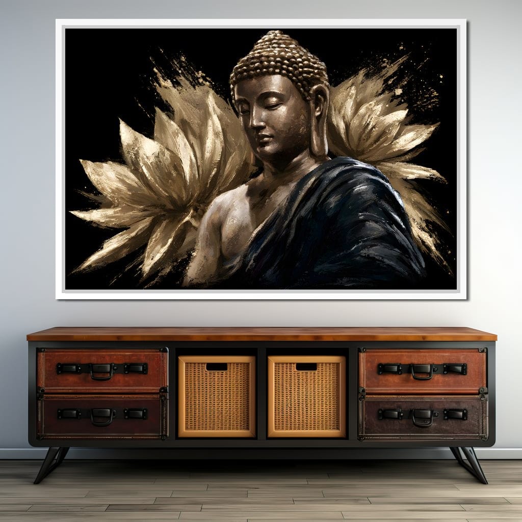 Golden Stillness Beyond The Lotus Canvas Wall Art