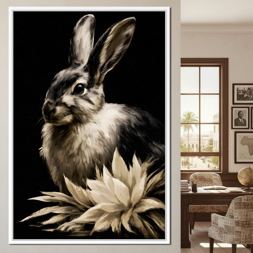 Quiet Contemplation Of The Wild Hare Canvas Wall Art