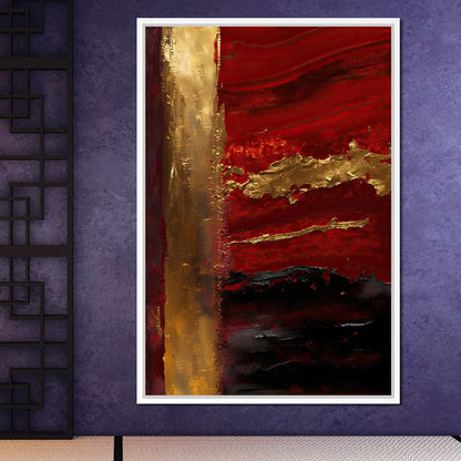 The Lush Layers Collection: Dark Red & Gold 04 Canvas Wall Art