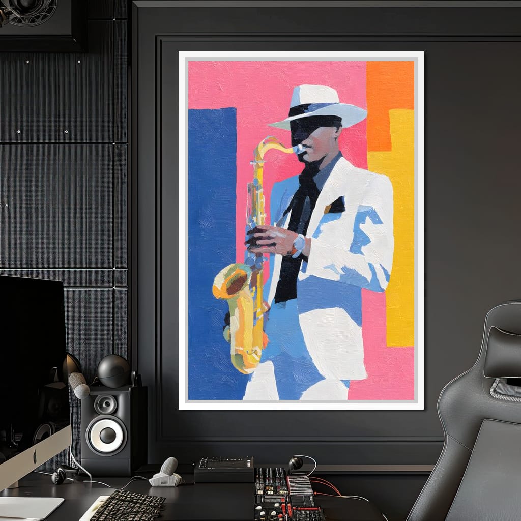 Vibrant Jazz Sax Soloist Style Canvas Wall Art