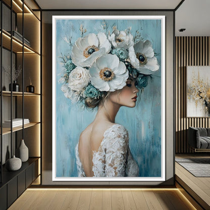Petal Crowned Bridal Elegance Canvas Wall Art