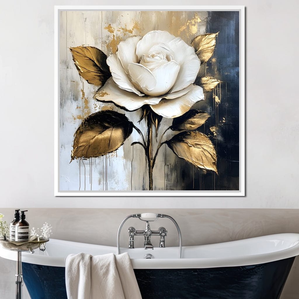 Golden Petals Against Contrast Canvas Wall Art