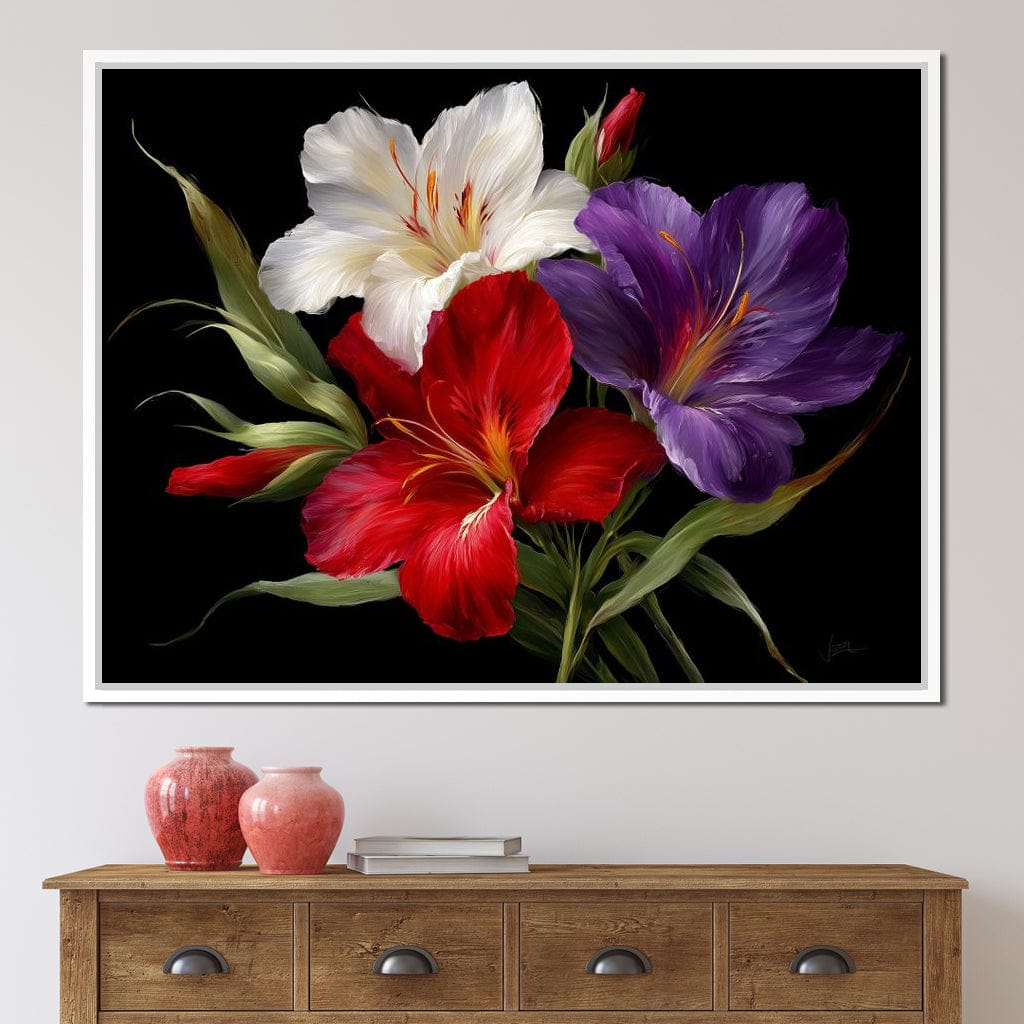 Gladiolus Garden Noir Bloom Canvas Wall Art