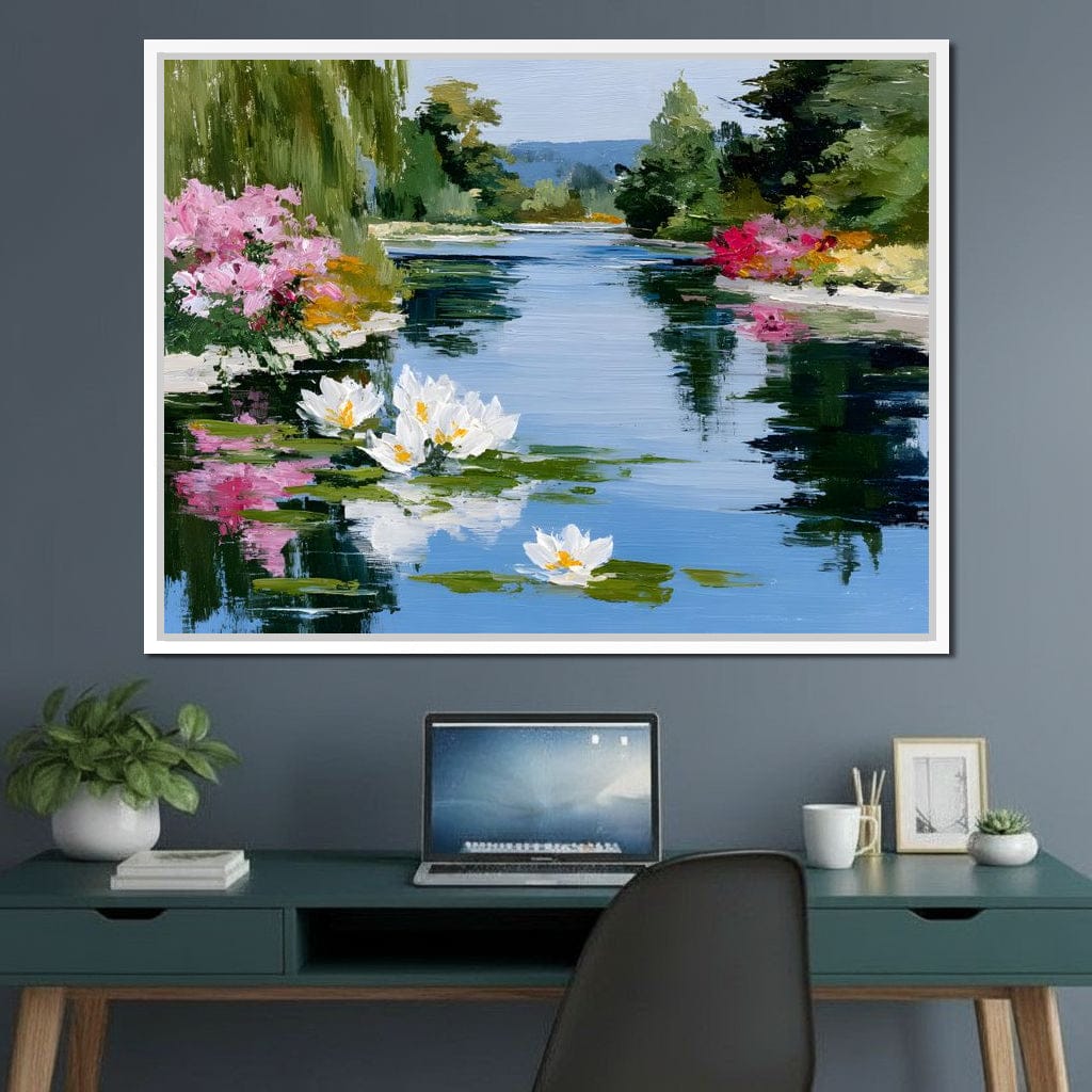 Water Lily Garden Reflection Canvas Wall Art