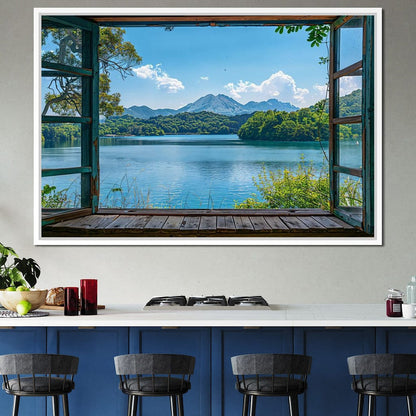 Serene Lakeside Retreat Canvas Wall Art