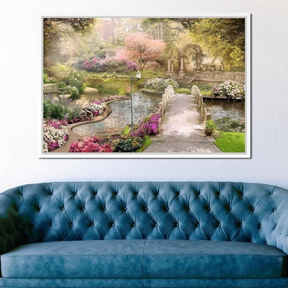 Pond Bridge Canvas Wall Art