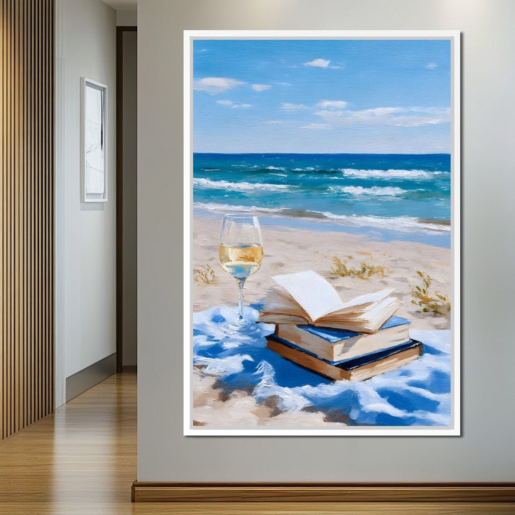 Seaside Pages and Golden Sip Canvas Wall Art