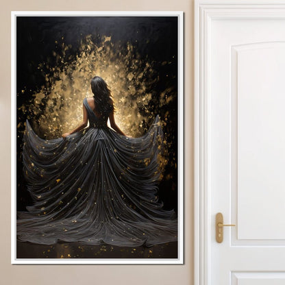 Ethereal Flight in Sparkling Gown Canvas Wall Art