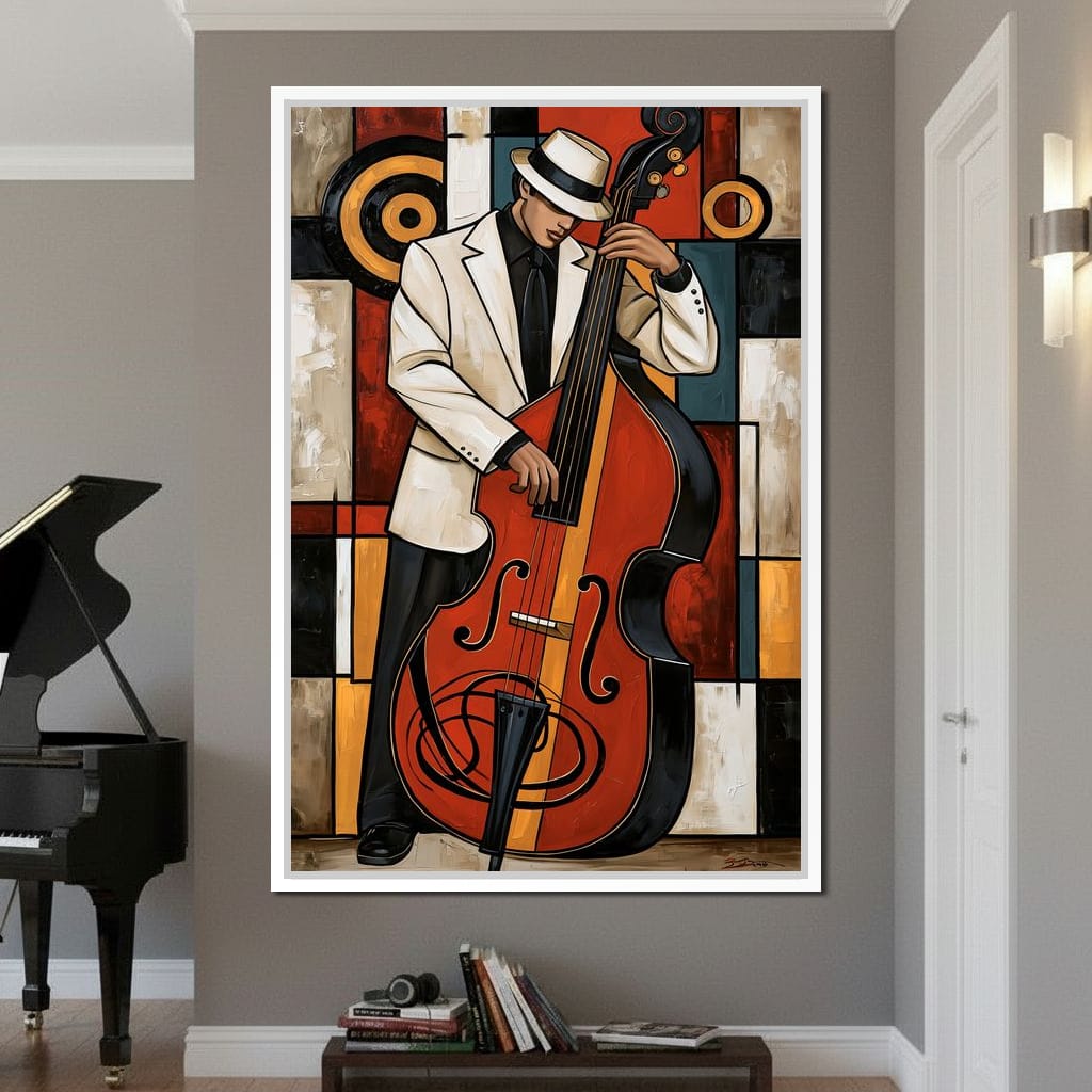 Cool Jazz Rhythm And The Upright Bass Canvas Wall Art