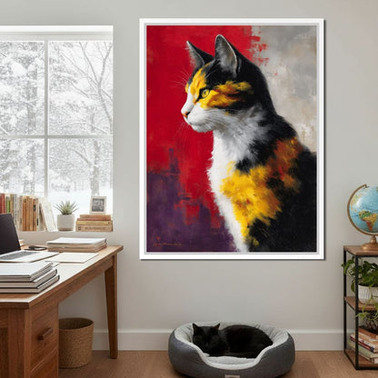 Golden Calico Cat Profile Canvas Wall Art