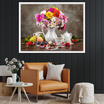 Flowers, Fruits, Chocolate & Coffee Canvas Wall Art