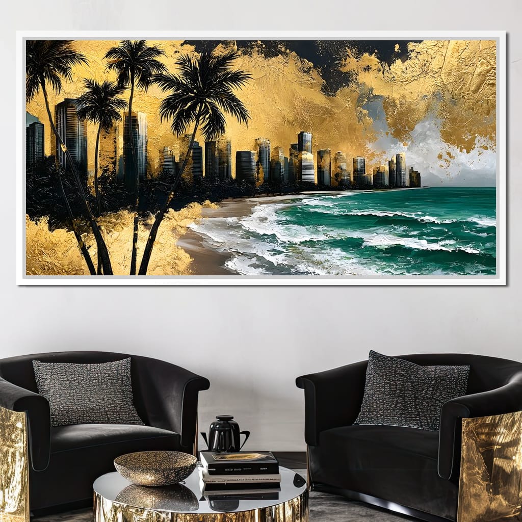 Miami Vibes in Gold Canvas Wall Art