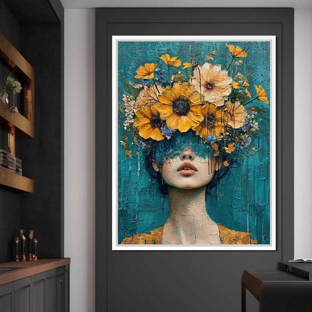 Golden Bloom Silhouette Canvas Wall Art