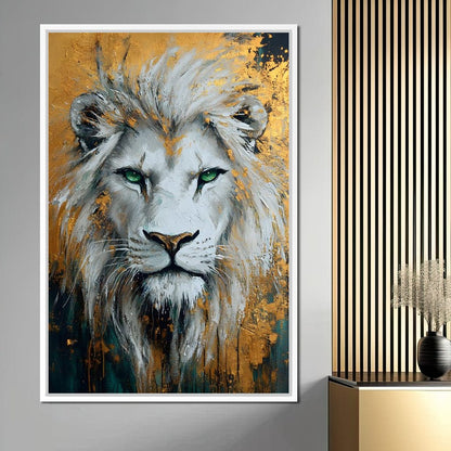 Majestic Lion Gold Radiance Canvas Wall Art