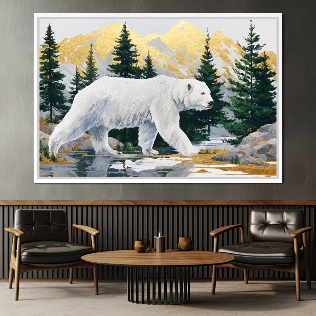 Majestic Polar Bear Wilderness Stroll Canvas Wall Art