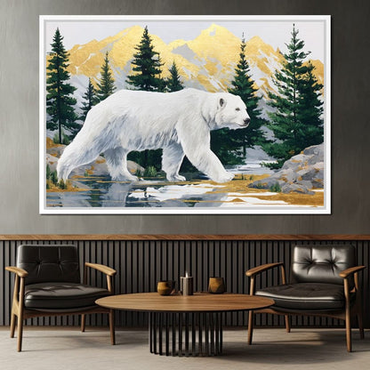 Majestic Polar Bear Wilderness Stroll Canvas Wall Art