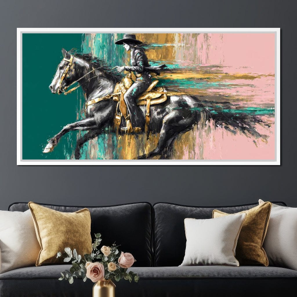 Golden Cowgirl Noir Star Canvas Wall Art