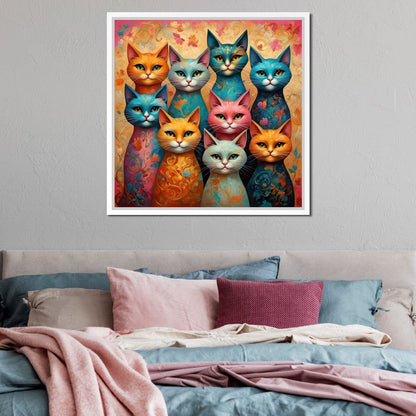 Cat Kaleidoscope Canvas Wall Art