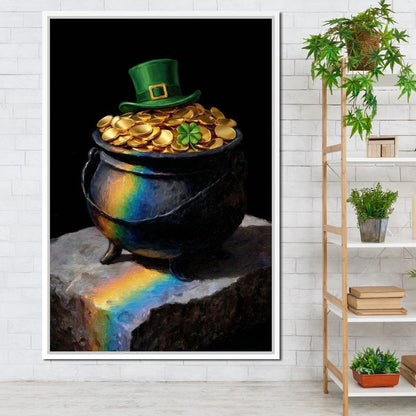 Leprechaun Gold Pot Luck Canvas Wall Art