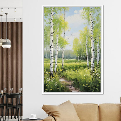 Birch Forest Springtime Canvas Wall Art