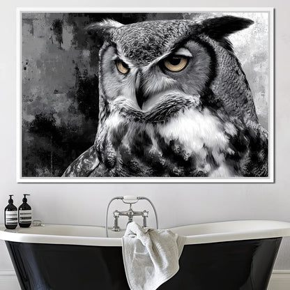 Noir Owl Golden Eyes Portrait Canvas Wall Art