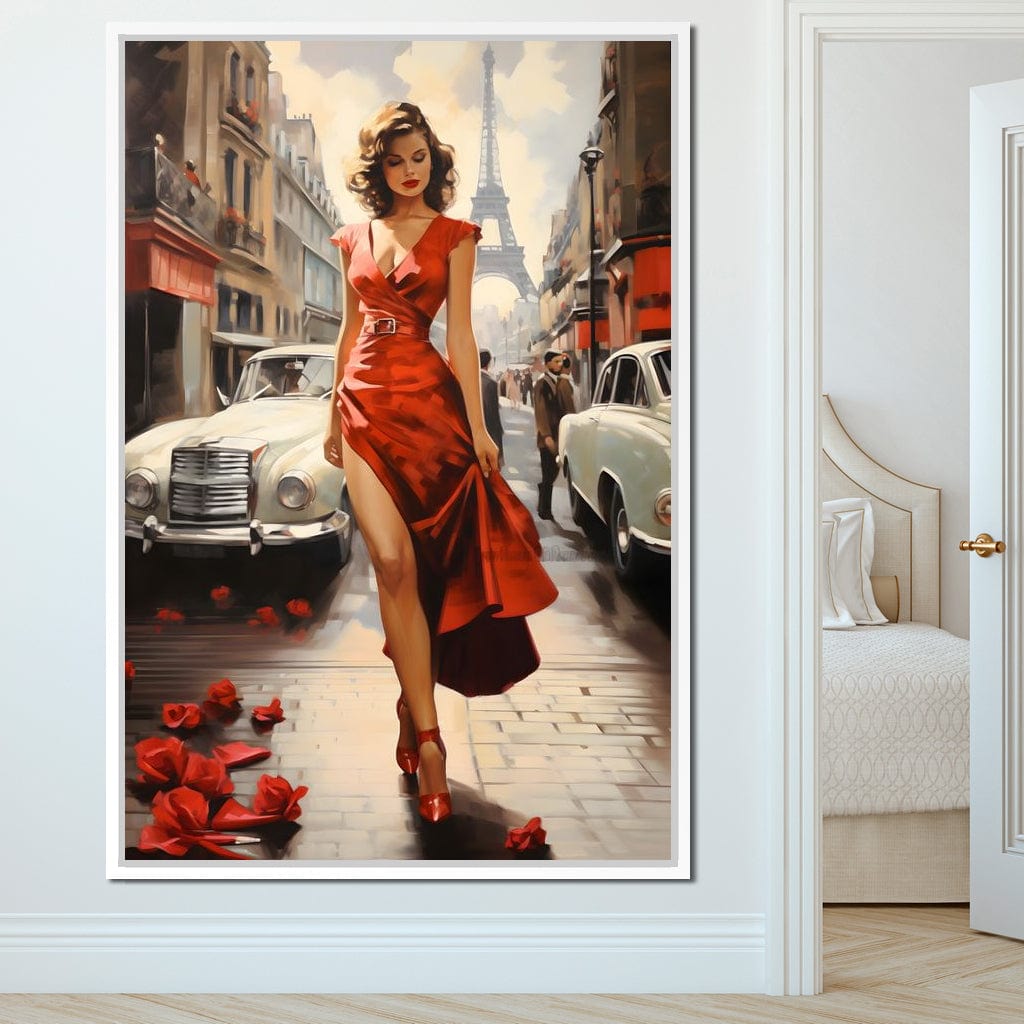 Glamour in the Streets of Paris Canvas Wall Art