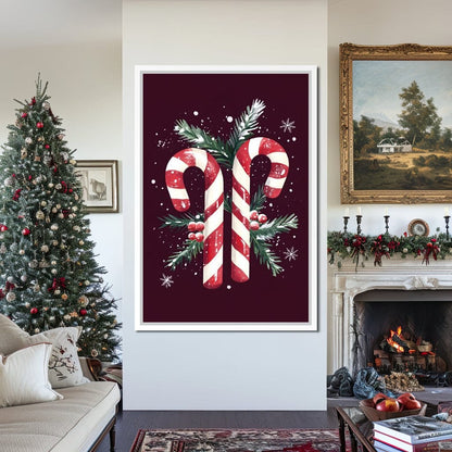 Candy Cane Christmas Treat Canvas Wall Art