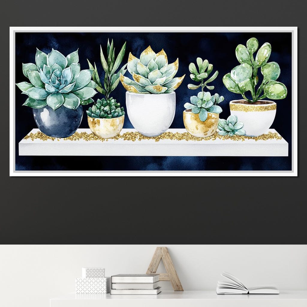 Succulent Symphony in Green Canvas Wall Art
