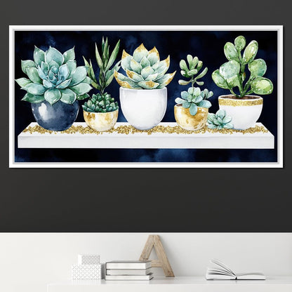 Succulent Symphony in Green Canvas Wall Art
