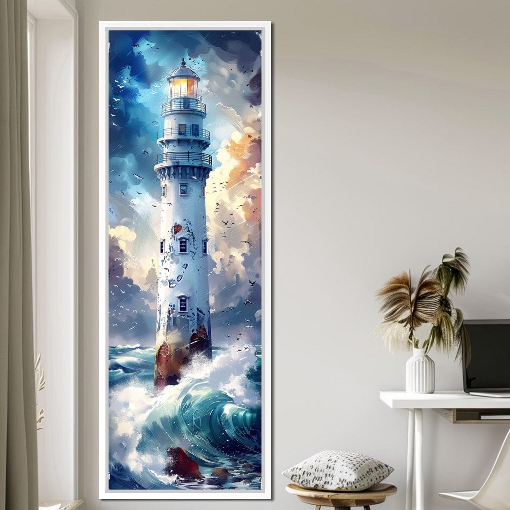 Lighthouse Beacon at Sea Canvas Wall Art