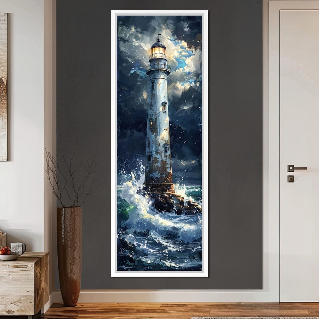 Lighthouse of Stormy Shores Canvas Wall Art