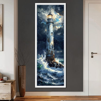 Lighthouse of Stormy Shores Canvas Wall Art