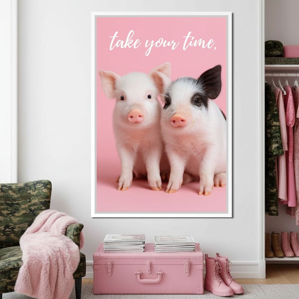 Take Your Time Piglet Pals Canvas Wall Art