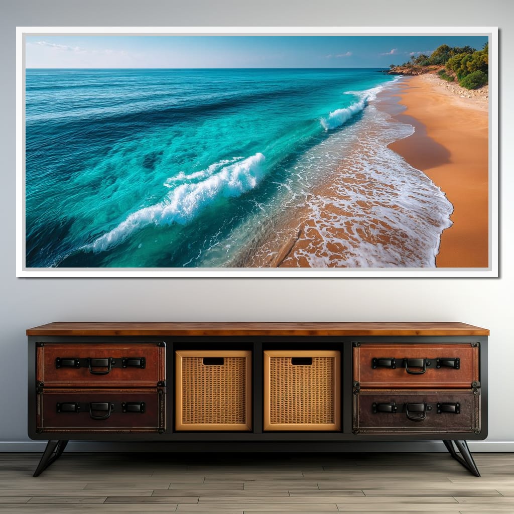 Tropical Coastline Wave Wash Canvas Wall Art