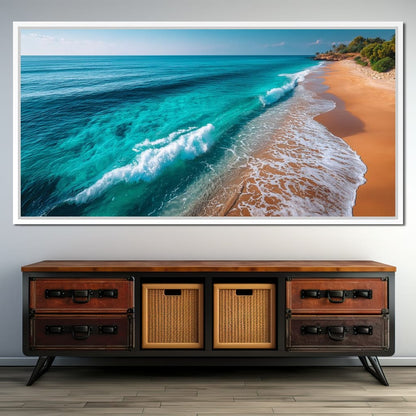 Tropical Coastline Wave Wash Canvas Wall Art
