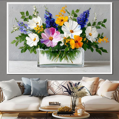 Sunlit Wildflower in Water Canvas Wall Art