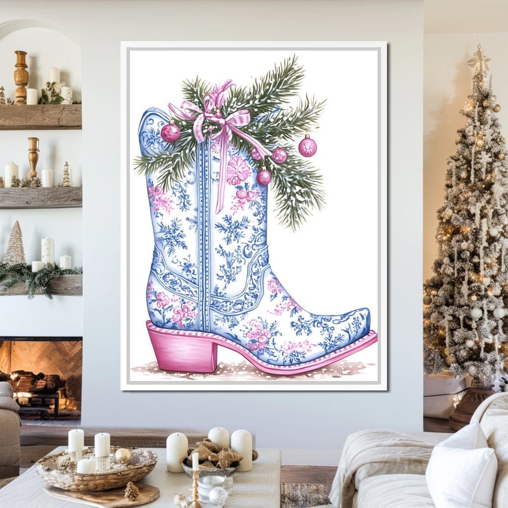 Holiday Cowboy Boot Bouquet Canvas Wall Art