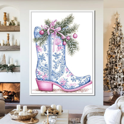 Holiday Cowboy Boot Bouquet Canvas Wall Art