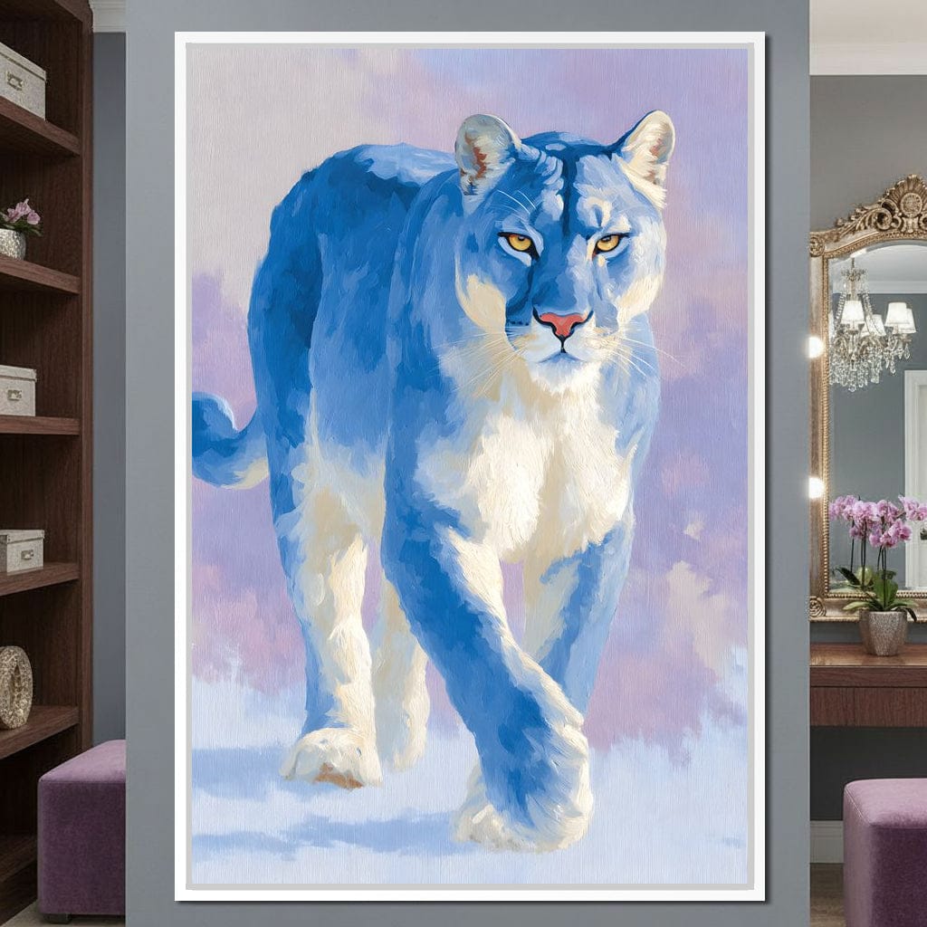 Silent Snow Puma Stroll Canvas Wall Art