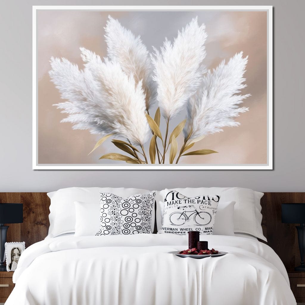 Soft Pampas Feathers Bouquet Canvas Wall Art