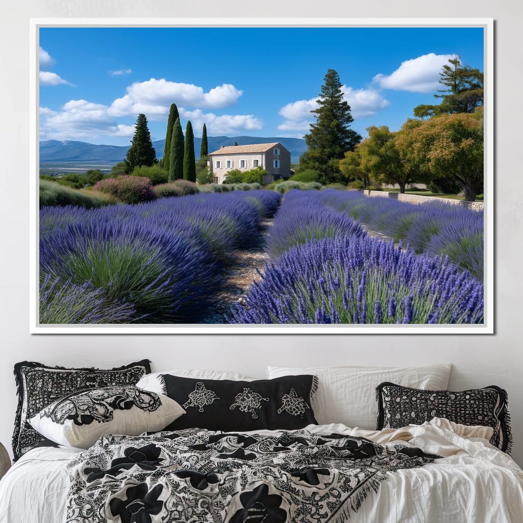 Provence Lavender Farmhouse Sky Canvas Wall Art