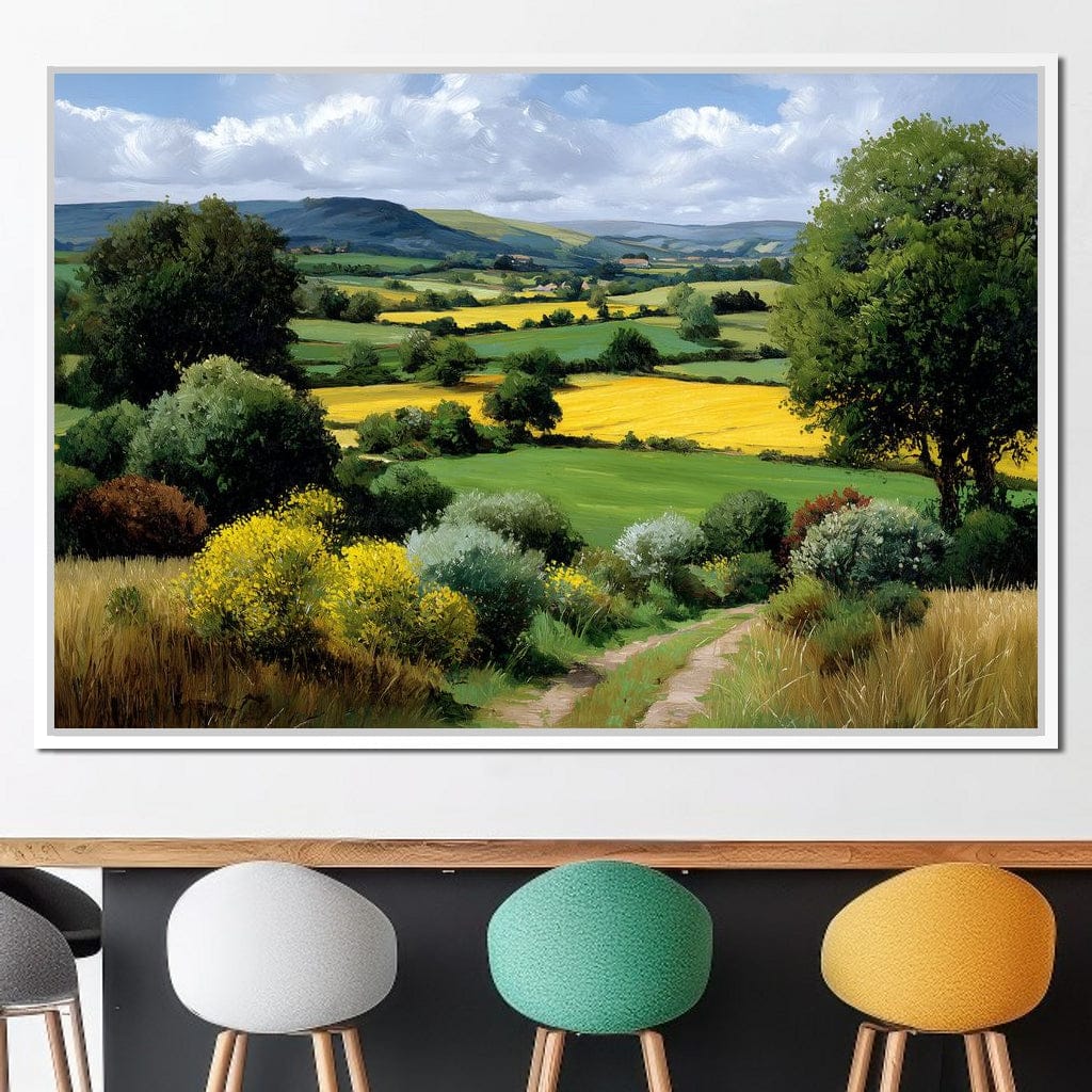 Golden Fields Country Path Canvas Wall Art